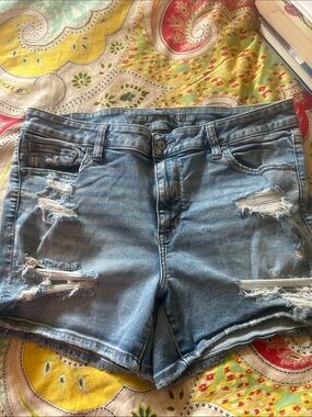 American Eagle Outfitters Light Blue Distressed Denim Cutoff Shorts